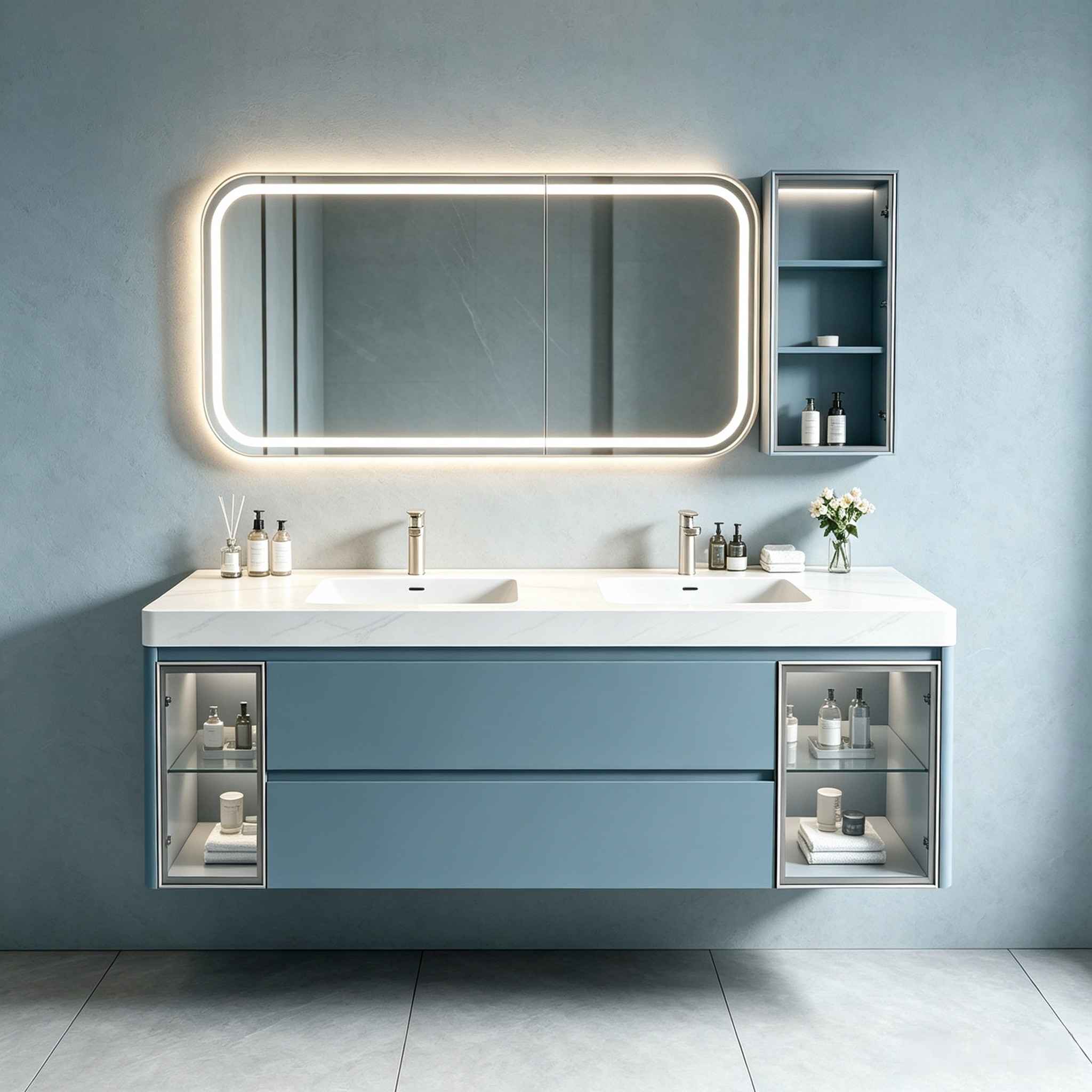 Multi‑color Floating Double‑Sink Bathroom Vanity 
