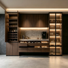Modern Wood‑Grain Sideboard With Integrated Wine & Coffee Bar