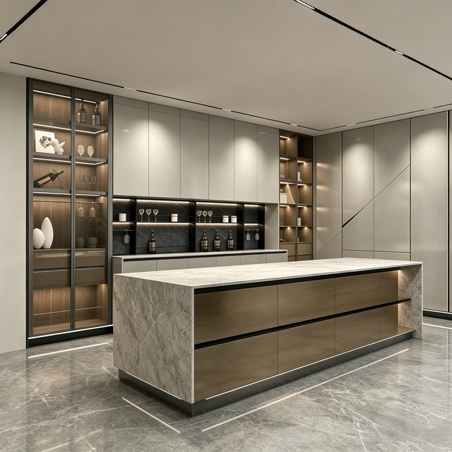 Modern‑Luxury Kitchen Cabinet With Central Island