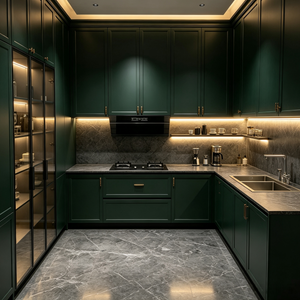Modern Minimalist L‑shaped Kitchen Cabinet Custom Kitchen System
