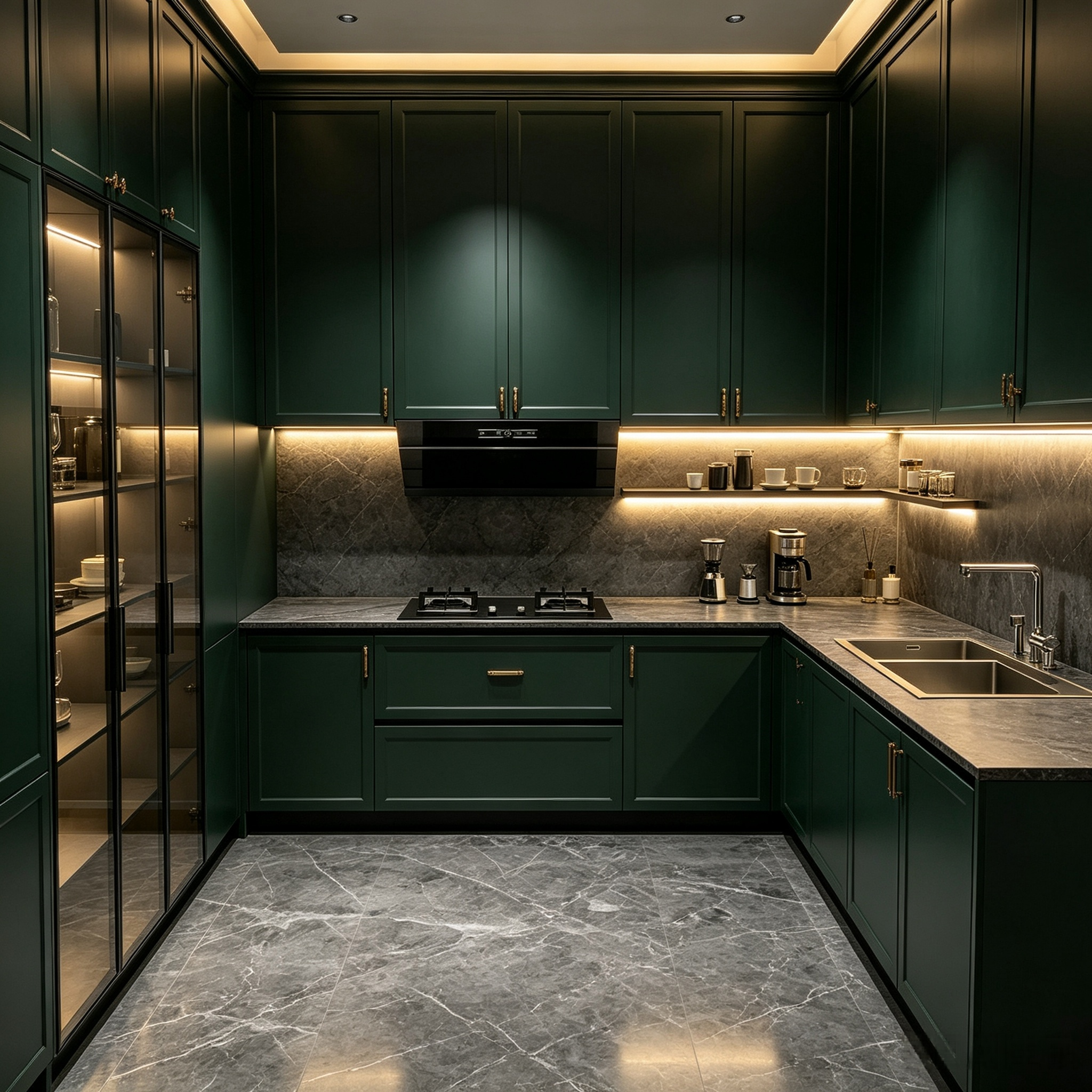 Modern Minimalist L‑shaped Kitchen Cabinet Custom Kitchen System