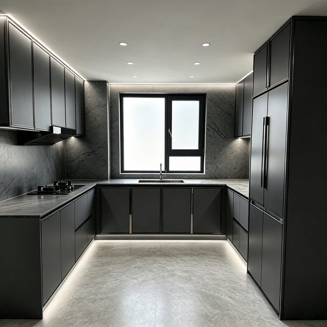 Modern U‑Shaped Custom Kitchen Cabinet