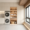 Custom Balcony Laundry Room Stacked Washer Dryer Sink Integrated Cabinet