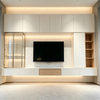High‑ceiling Full‑wall Floating TV Cabinet Storage Background Wall For Tall Living Room