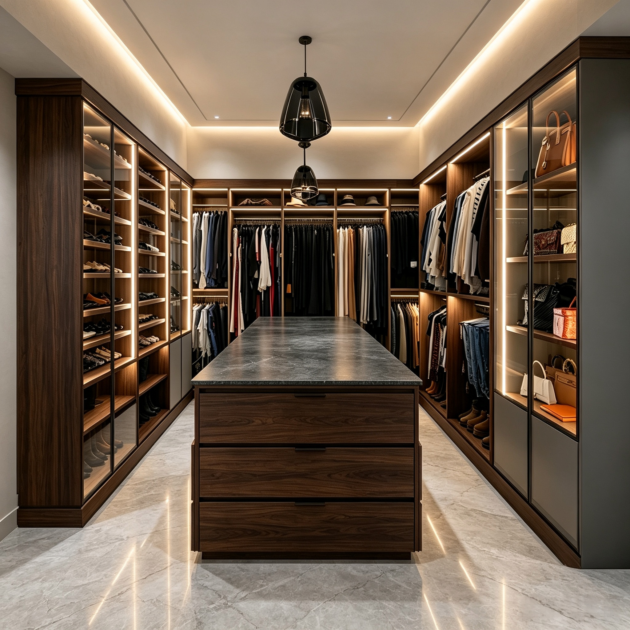 Walk‑in Closet With Central Island High‑end Custom Storage Wardrobe