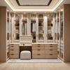 French Walk‑in Closet Custom Wardrobe With Makeup Central Island