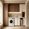 French Arched Balcony Laundry Cabinet Gentle Cozy Laundry Space
