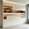 Full‑wall Custom Display Cabinet With Led Open Shelving
