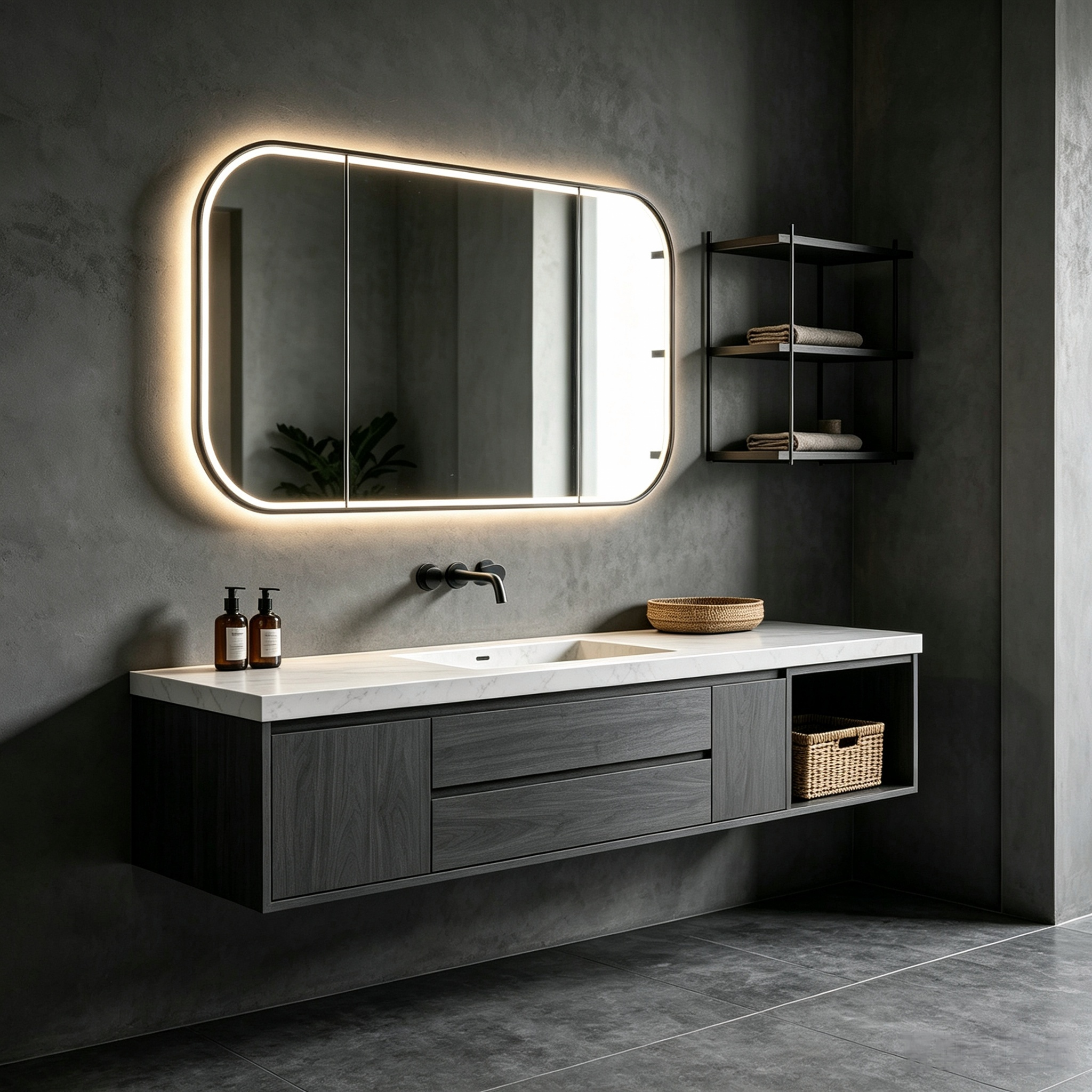 Wabi‑Sabi Floating Bathroom Vanity