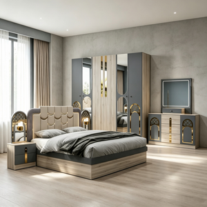 Complete Master Bedroom Custom Matching Wall Panel Bed Wardrobe Dressing Table Set