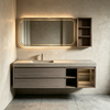 Floating Wall‑Mounted Bathroom Vanity Rounded Led Mirror