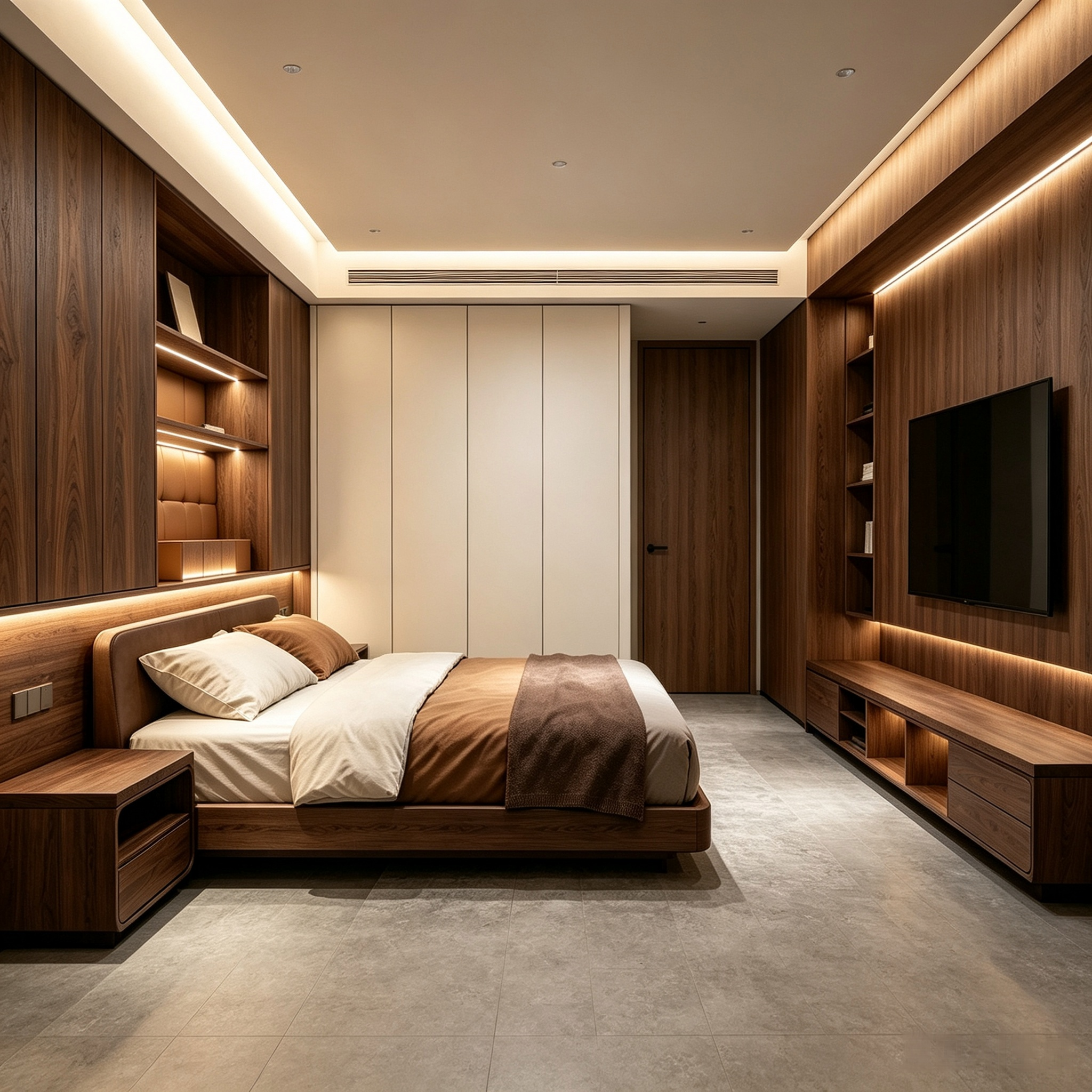 Integrated Custom Bedroom For Peaceful Rest Space Wardrobe