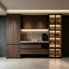 Modern Wood‑Grain Sideboard With Integrated Wine & Coffee Bar