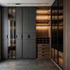 Full‑wall Custom Walk‑in Wardrobe With Glass Display Unit