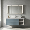 Multi‑color Floating Bathroom Vanity With LED Mirror Cabinet