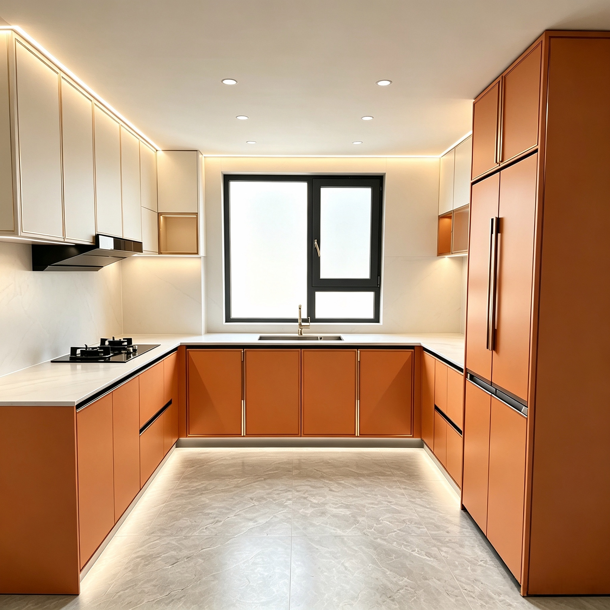 Modern U‑Shaped Custom Kitchen Cabinet