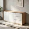 Modern Minimalist Rounded‑edge Sideboard With Wood Veneer For Storage