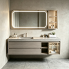 Floating Wall‑Mounted Bathroom Vanity Rounded Led Mirror