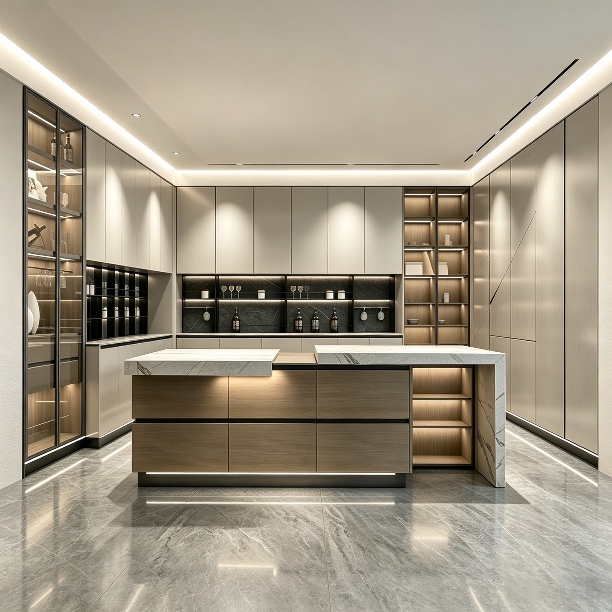 Modern‑Luxury Kitchen Cabinet With Central Island