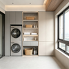 Custom Balcony Laundry Room Stacked Washer Dryer Sink Integrated Cabinet