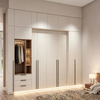 Modern Floor‑to‑ceiling Bedroom Wardrobe With Lit Open Niche Storage Closet
