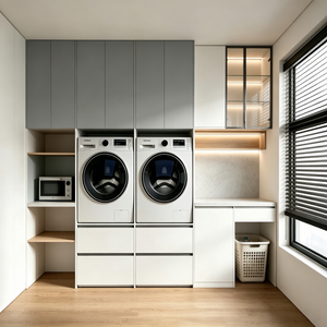 Multifunctional Embedded Balcony Laundry Cabinet For Two Machines