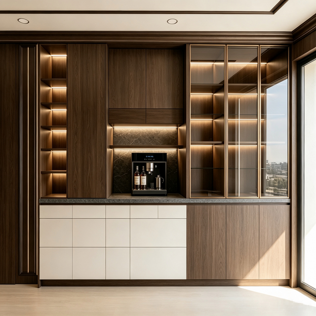 Full‑Wall Luxury Sideboard With Integrated Water Bar