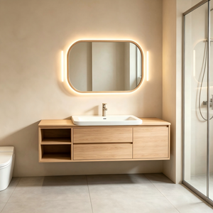 Floating Bathroom Vanity With Open Shelf For Modern Bathroom