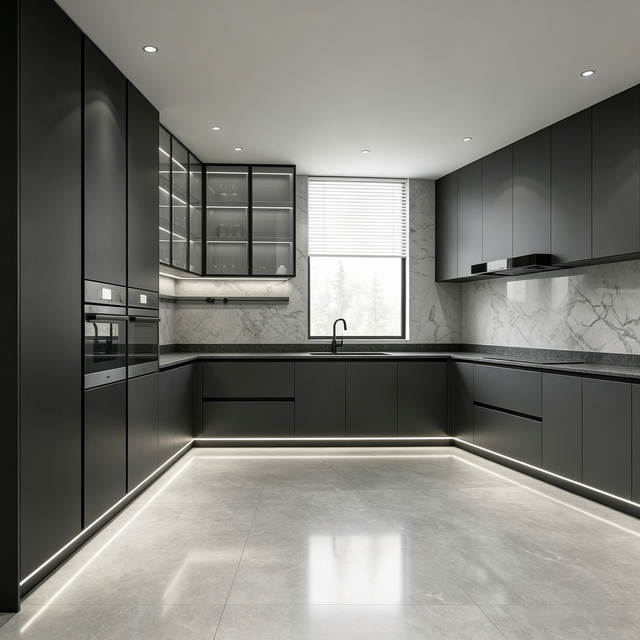 L‑Shape Custom Kitchen Cabinet With Multiple Color Options